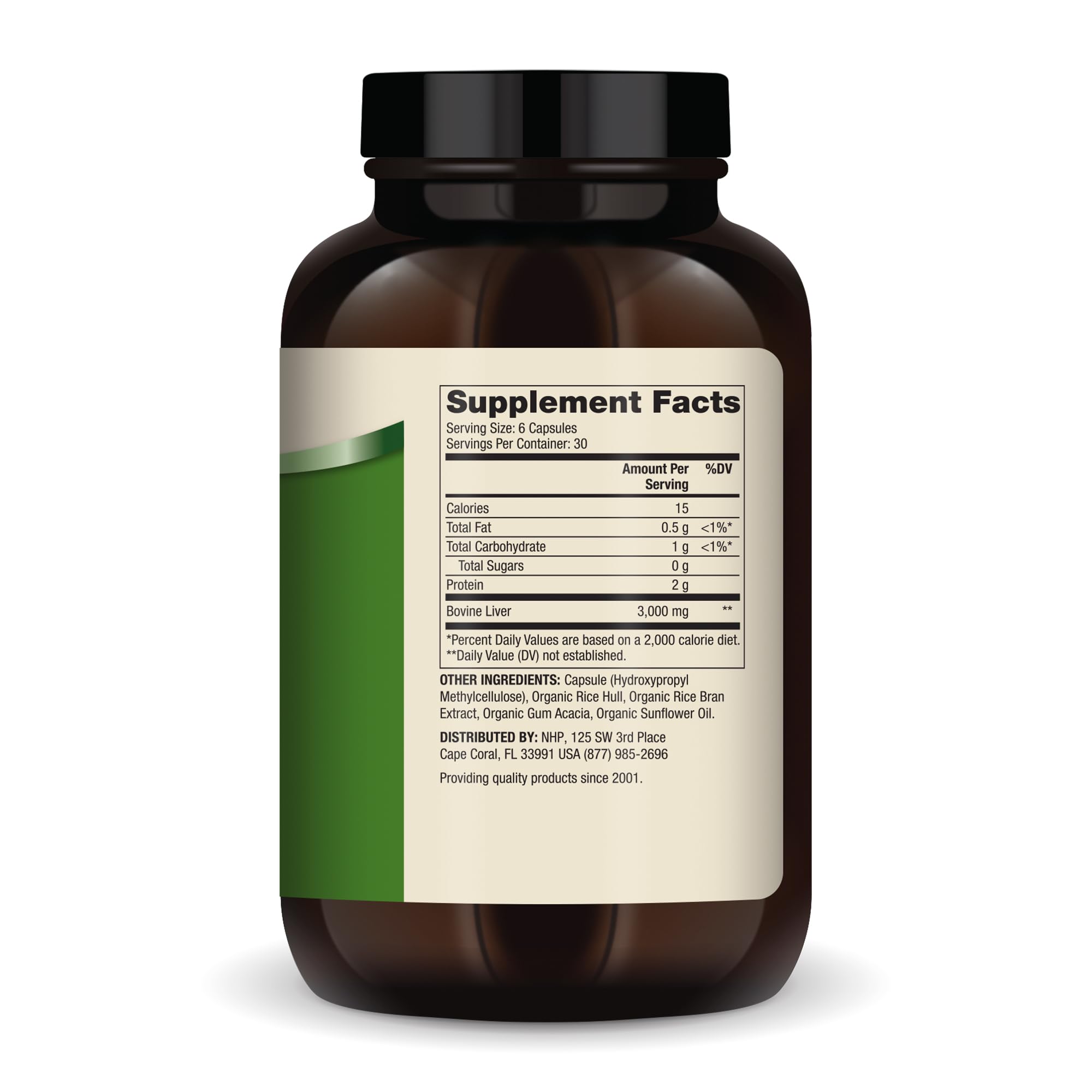 Dr. Mercola etiqueta: hígado de res alimentado con pasto, útil para nutrición diaria.