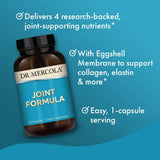 Dr. Mercola Joint Formula etiqueta de ingredientes para soporte del cartílago