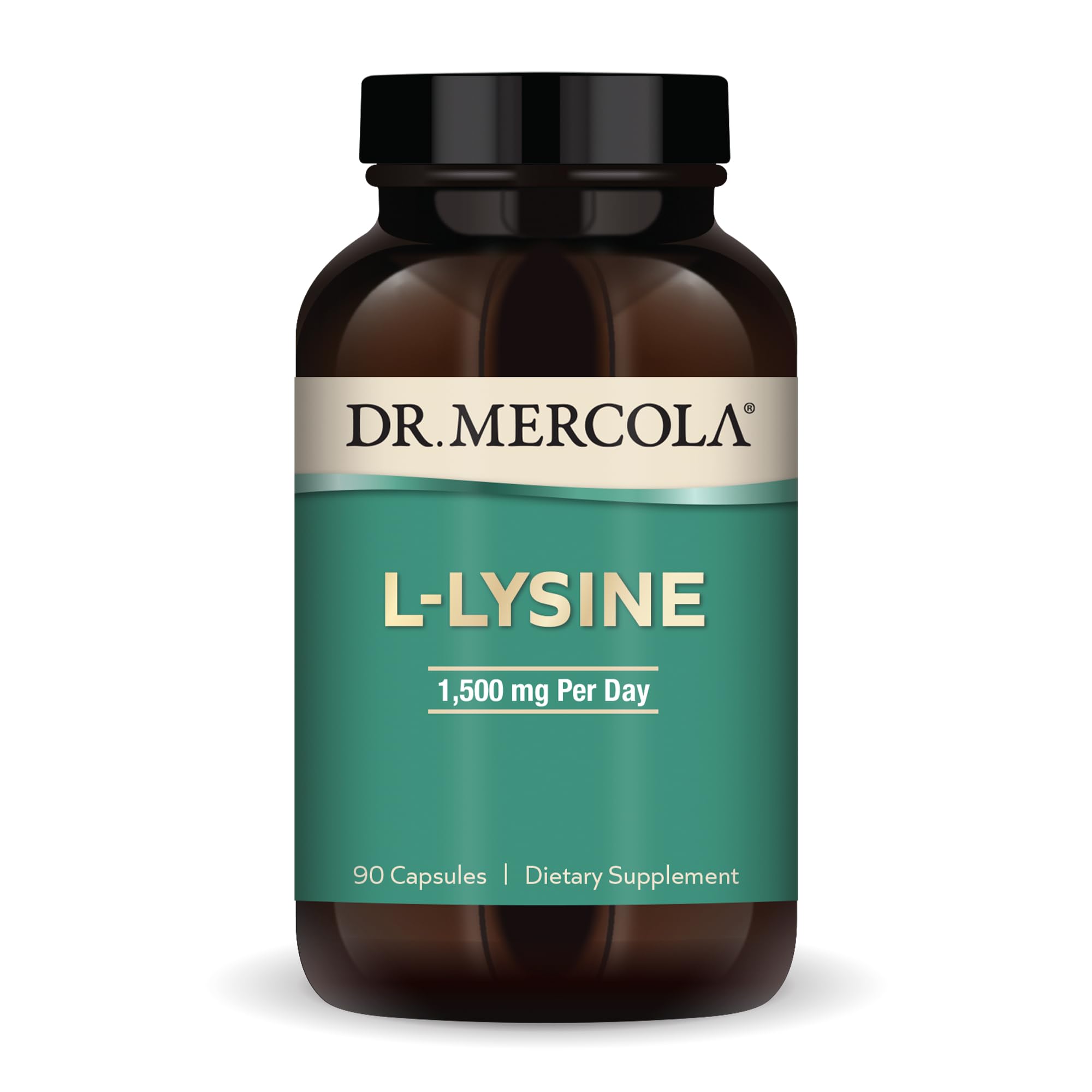 Dr. Mercola L-Lisina: cápsulas 1500 mg en botella, posible apoyo inmunitario.