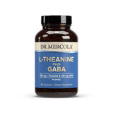 Dr Mercola L-Theanine Plus GABA, botella de cápsulas para relajación diaria