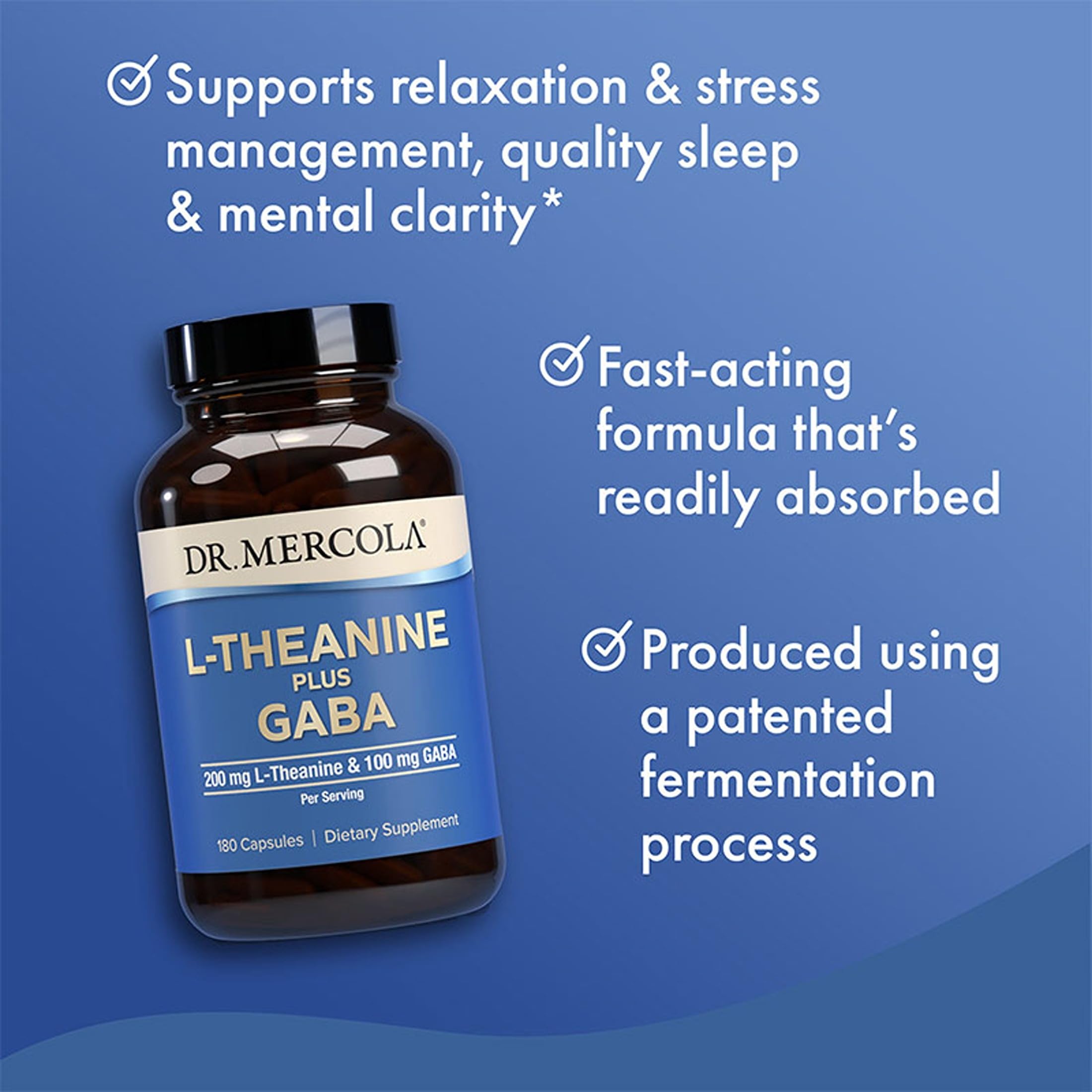 Dr Mercola L-Theanine Plus GABA, uso nocturno para dormir mejor