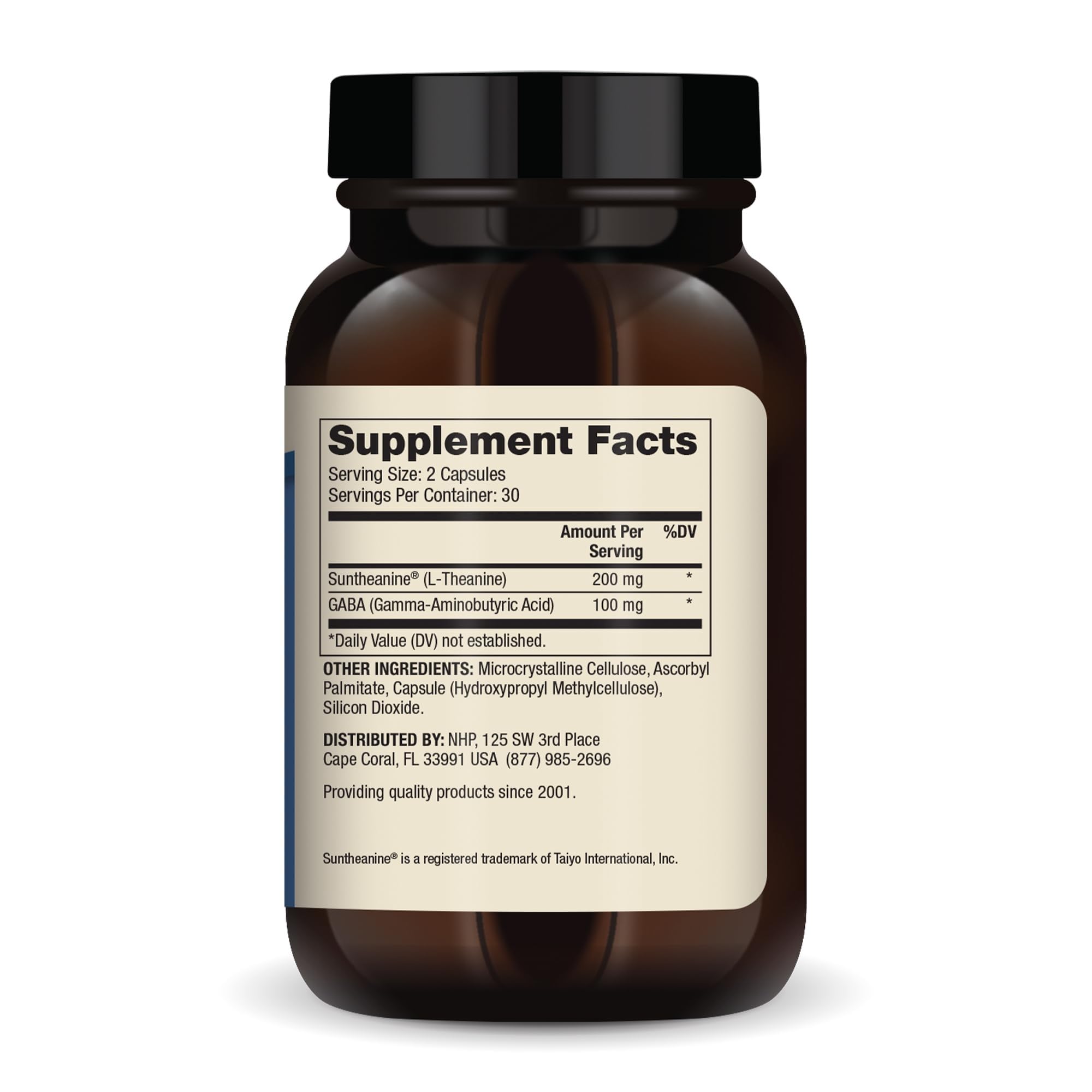 Cápsulas de Dr. Mercola L-Theanine GABA para apoyo al enfoque.