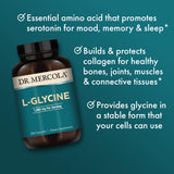Cápsulas Dr. Mercola L-Glycine en mano para digestión suave