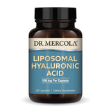 Dr. Mercola Liposomal Ácido Hialurónico cápsulas con enfoque en hidratación de articulaciones para movimientos suaves.