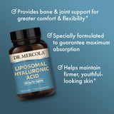 Dr. Mercola Liposomal Ácido Hialurónico fórmula libre de organismos modificados genéticamente, gluten y soja.