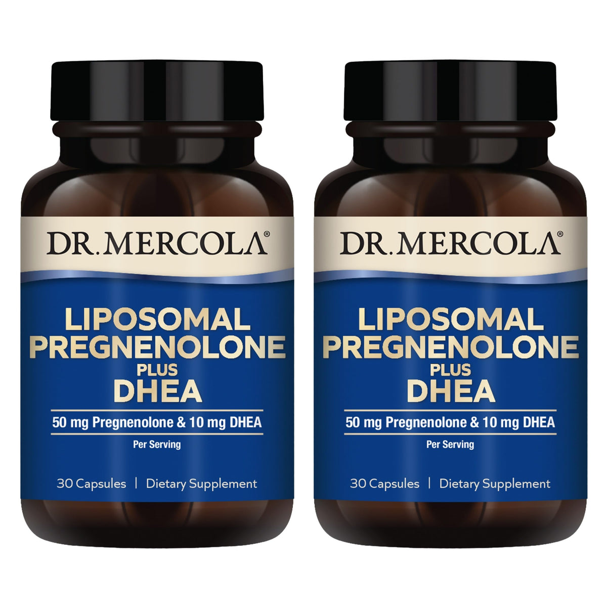 Dr. Mercola Liposomal Pregnenolone Plus DHEA, botella dos-pack para uso diario