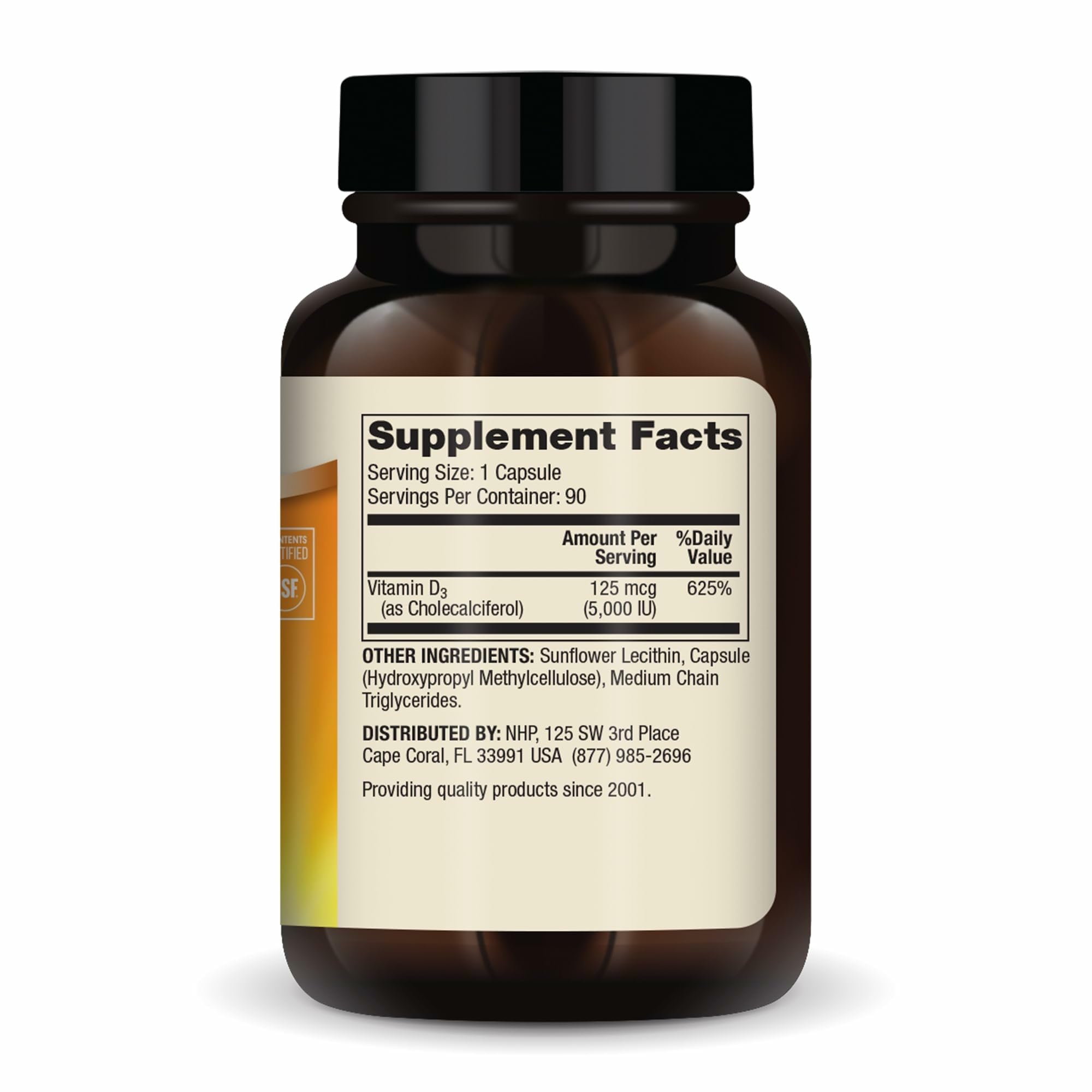 Dr. Mercola Liposomal Vitamina D3, etiqueta frontal, favorece la absorción de calcio