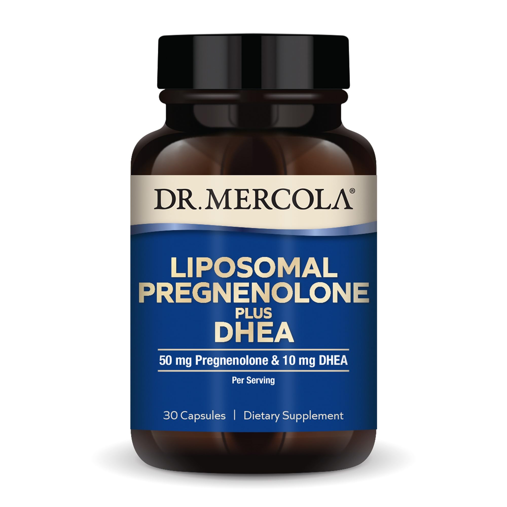 Dr. Mercola Liposomales Pregnenolona DHEA: cápsulas para apoyo diario de energía y bienestar.