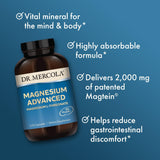 Dr. Mercola Magnesium Advanced, envase de 270 cápsulas, conveniencia para plan semanal.