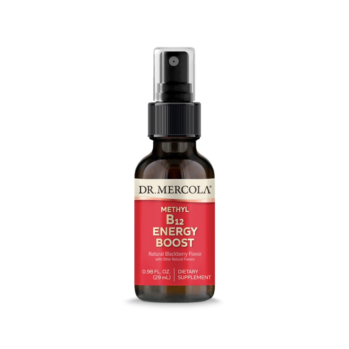 Dr. Mercola Methyl B12 Energy Boost spray para energía rápida en cualquier lugar.