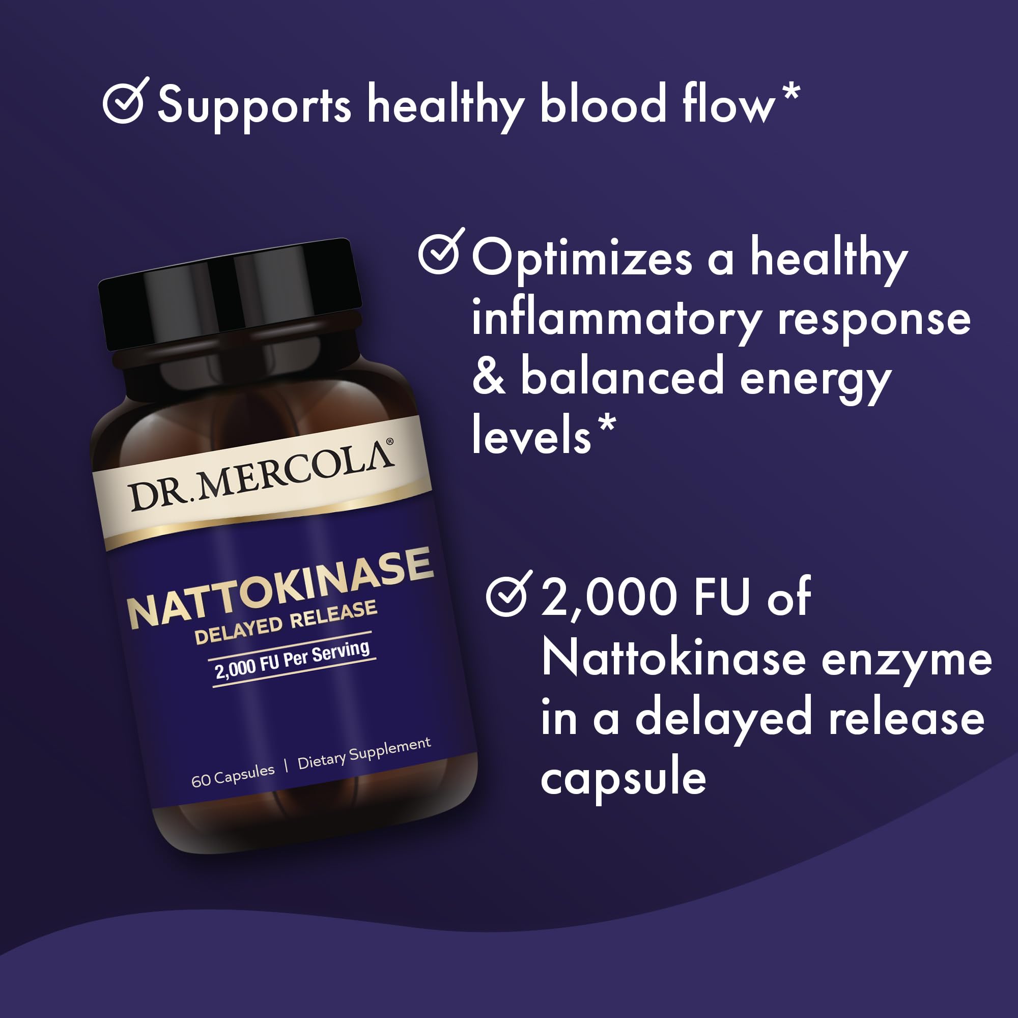 Etiqueta informativa de nattokinase Dr. Mercola con indicaciones claras.