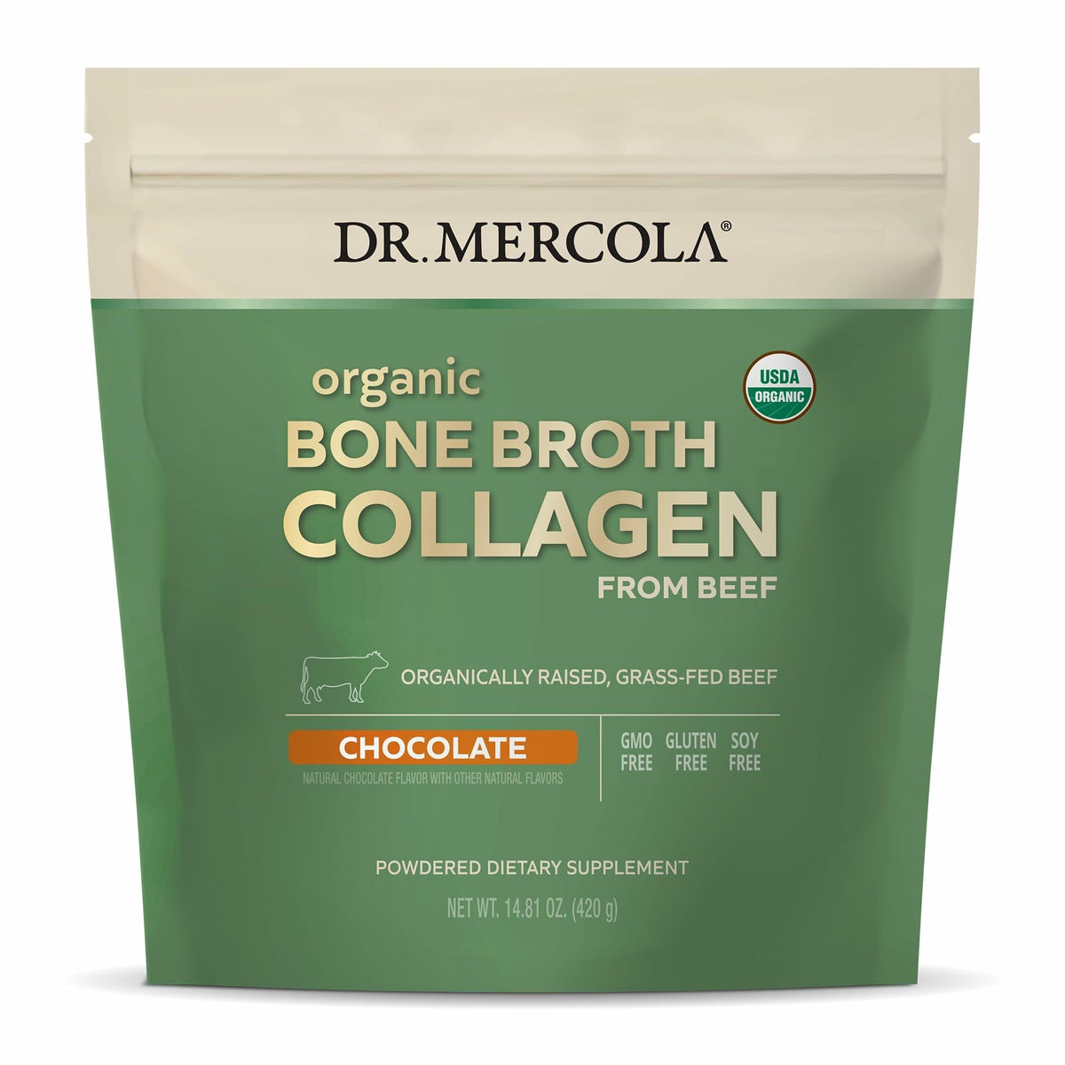 Dr. Mercola Polvo de Colágeno de Caldo Orgánico, ideal para piel, cabello y uñas.