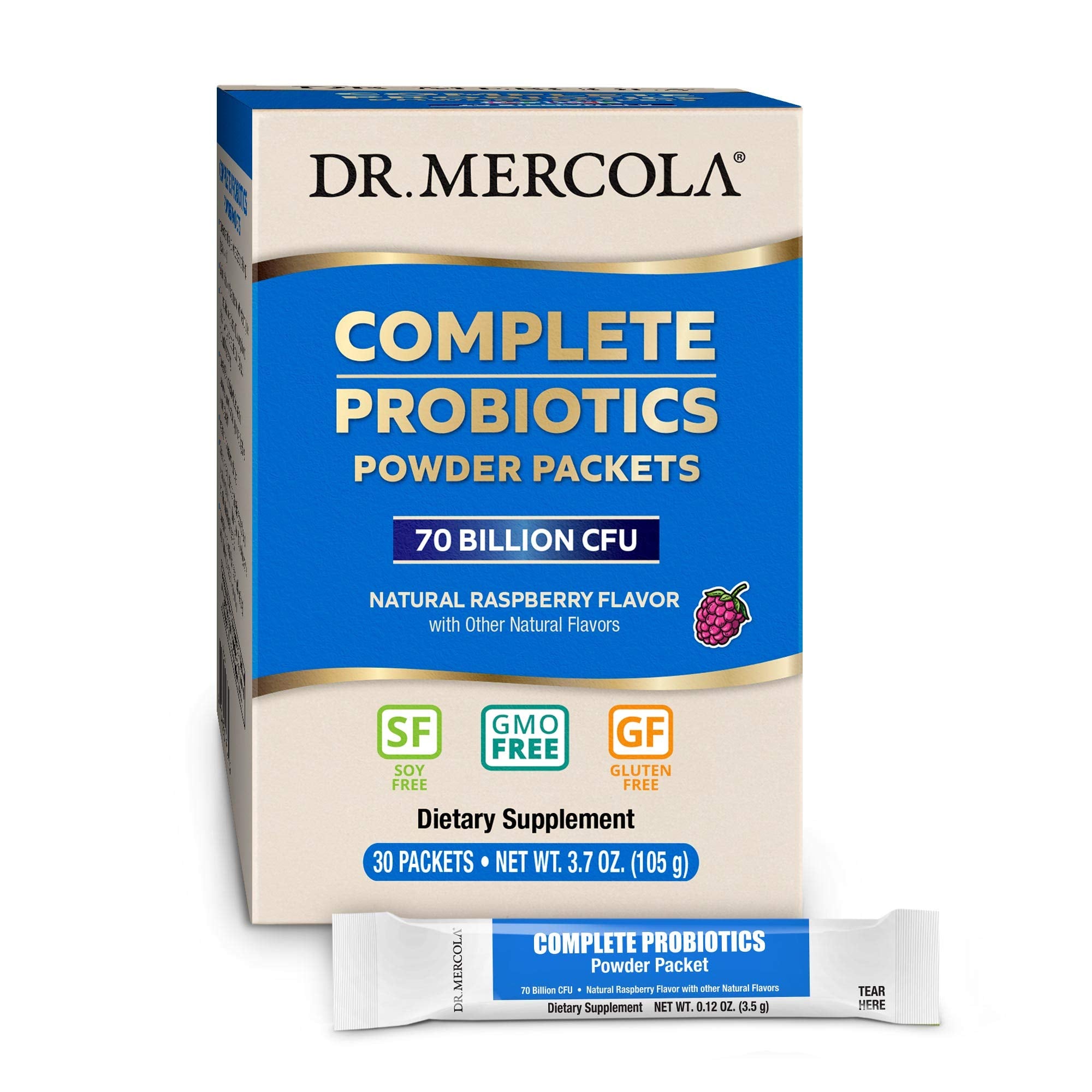 Dr. Mercola Probiotics completos, frambuesa, sabor agradable para bebidas