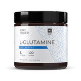 Dr. Mercola Pure Power L-Glutamina, bote frontal, complemento para entrenamiento diario.