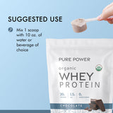 Vaso listo para entrenamiento con Dr. Mercola Pure Power Organic Whey Protein.