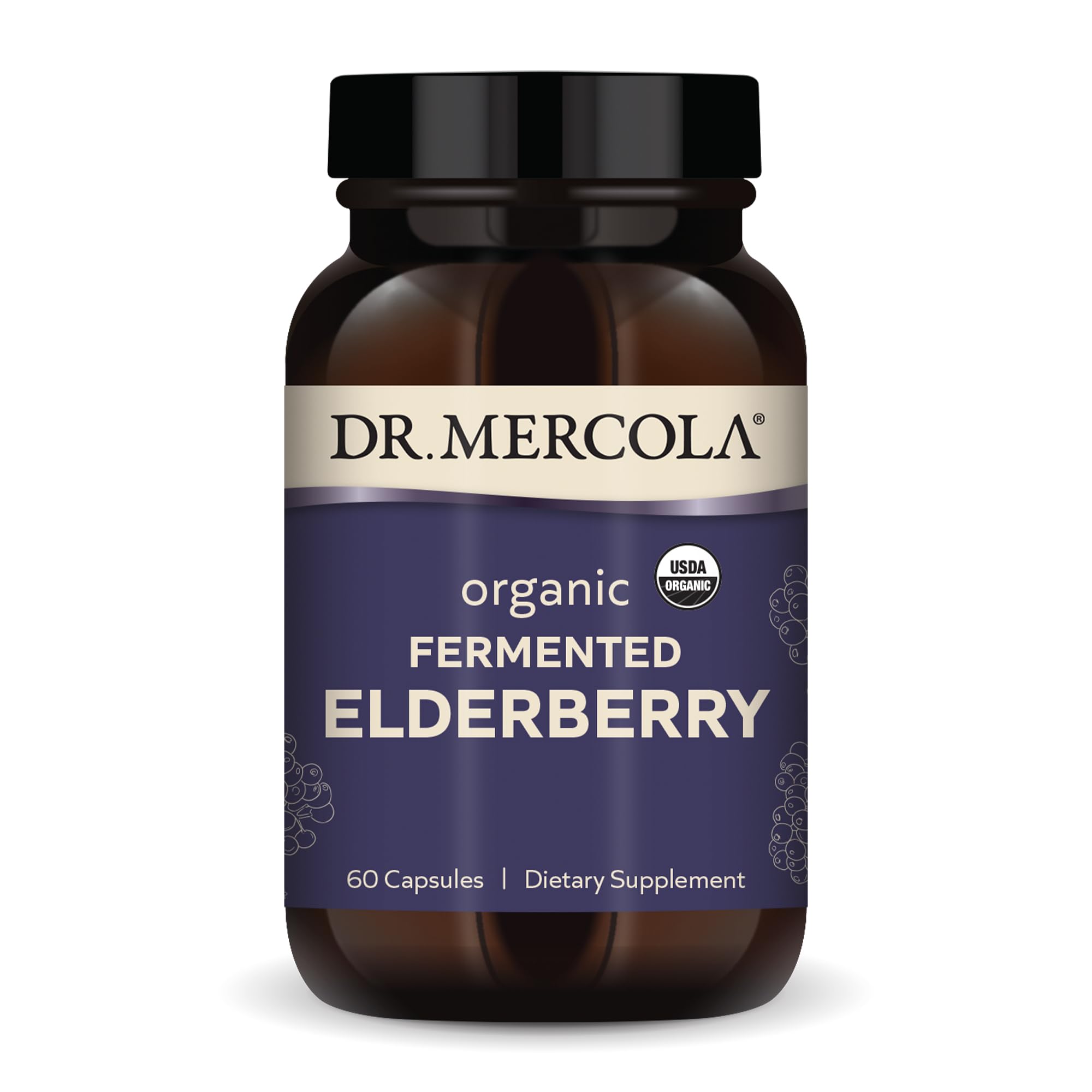 dr mercola sauco organico fermentado: botella para apoyo inmunitario diario.