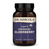dr mercola sauco organico fermentado: botella para apoyo inmunitario diario.