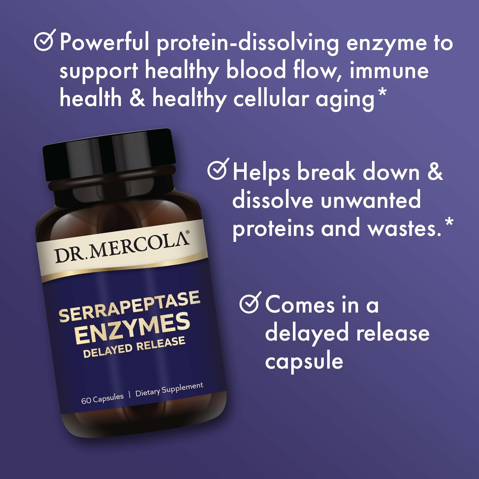 Dr. Mercola Serrapeptase: empaque exterior para almacenamiento seguro