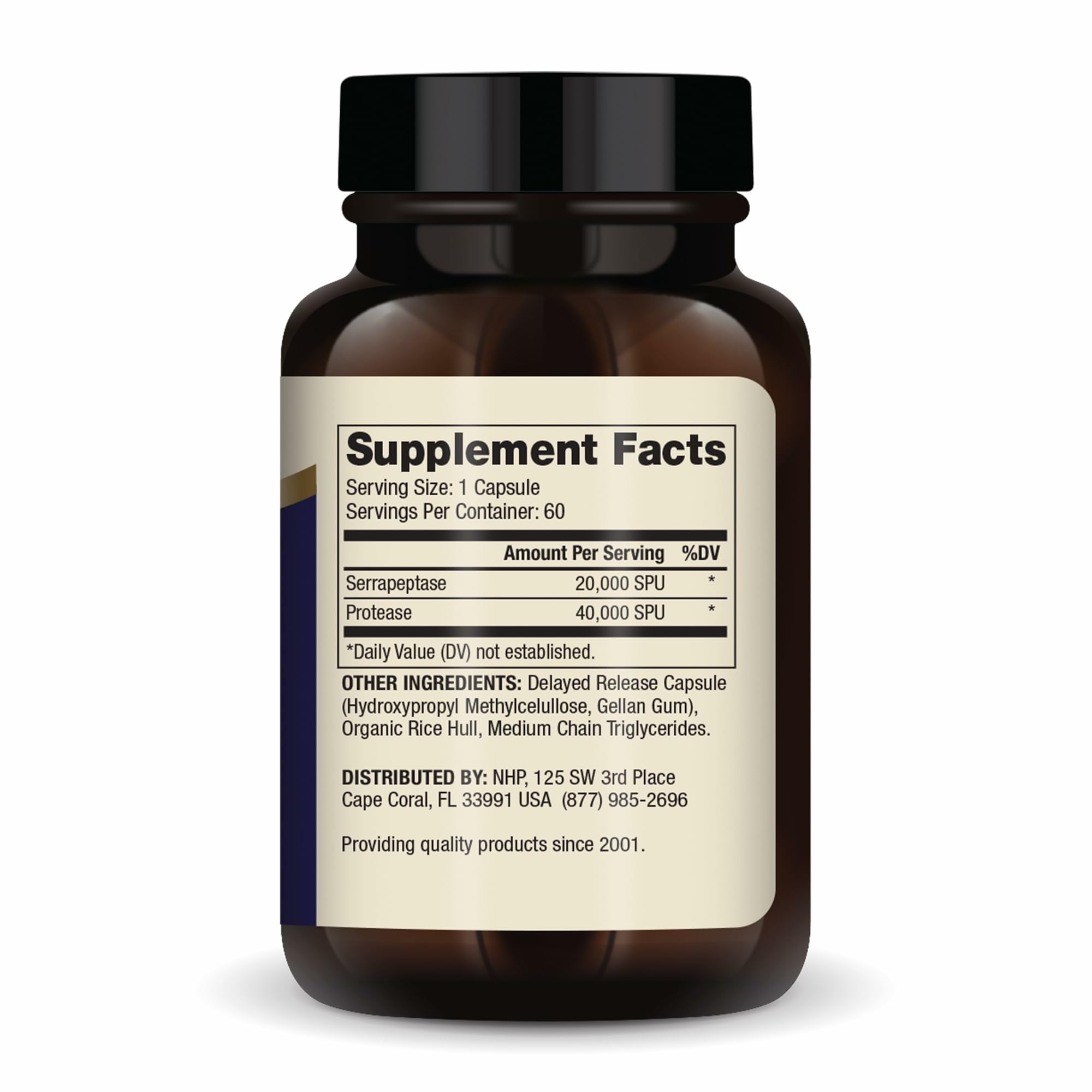 Dr. Mercola Serrapeptase: frasco de 60 cápsulas, vista frontal