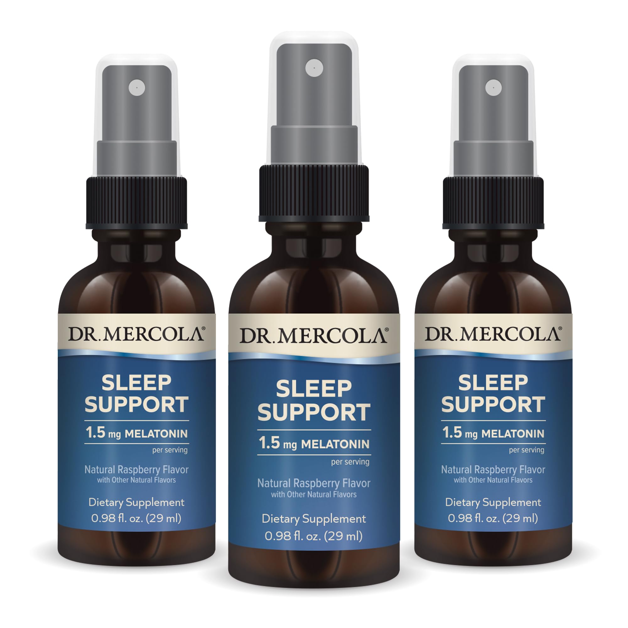 Dr. Mercola Sleep Support en botella, spray para favorecer el descanso nocturno.