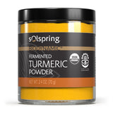 Dr. Mercola Solspring curcuma fermentada en botella, posible apoyo al bienestar diario.