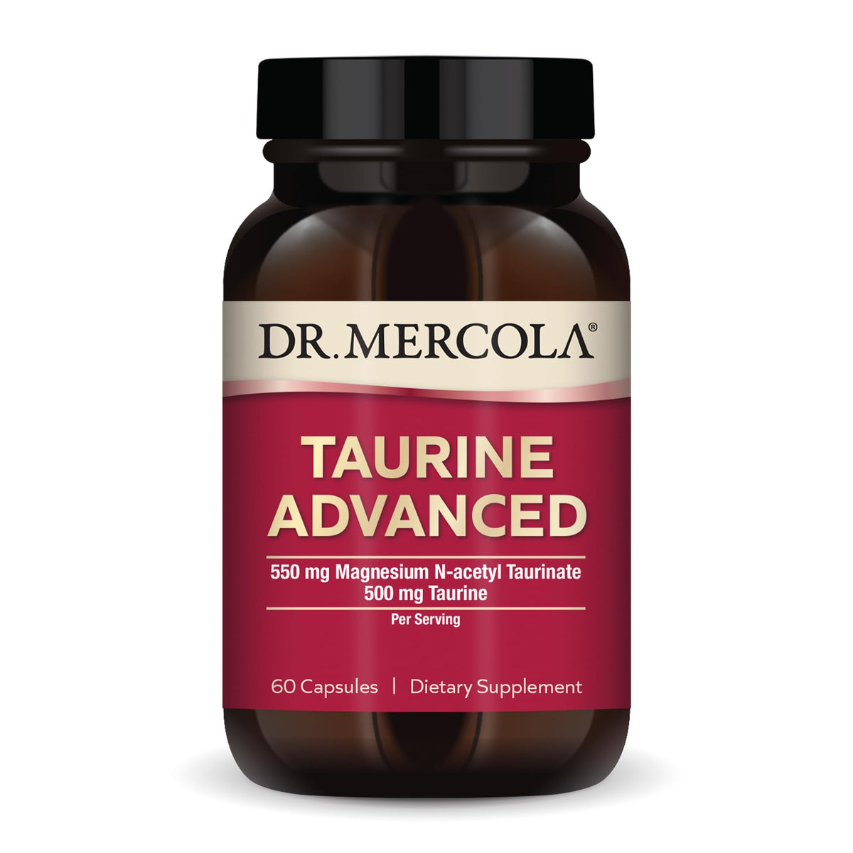 Dr. Mercola Taurina Avanzada, botella; ideal para tu rutina diaria de suplementos.