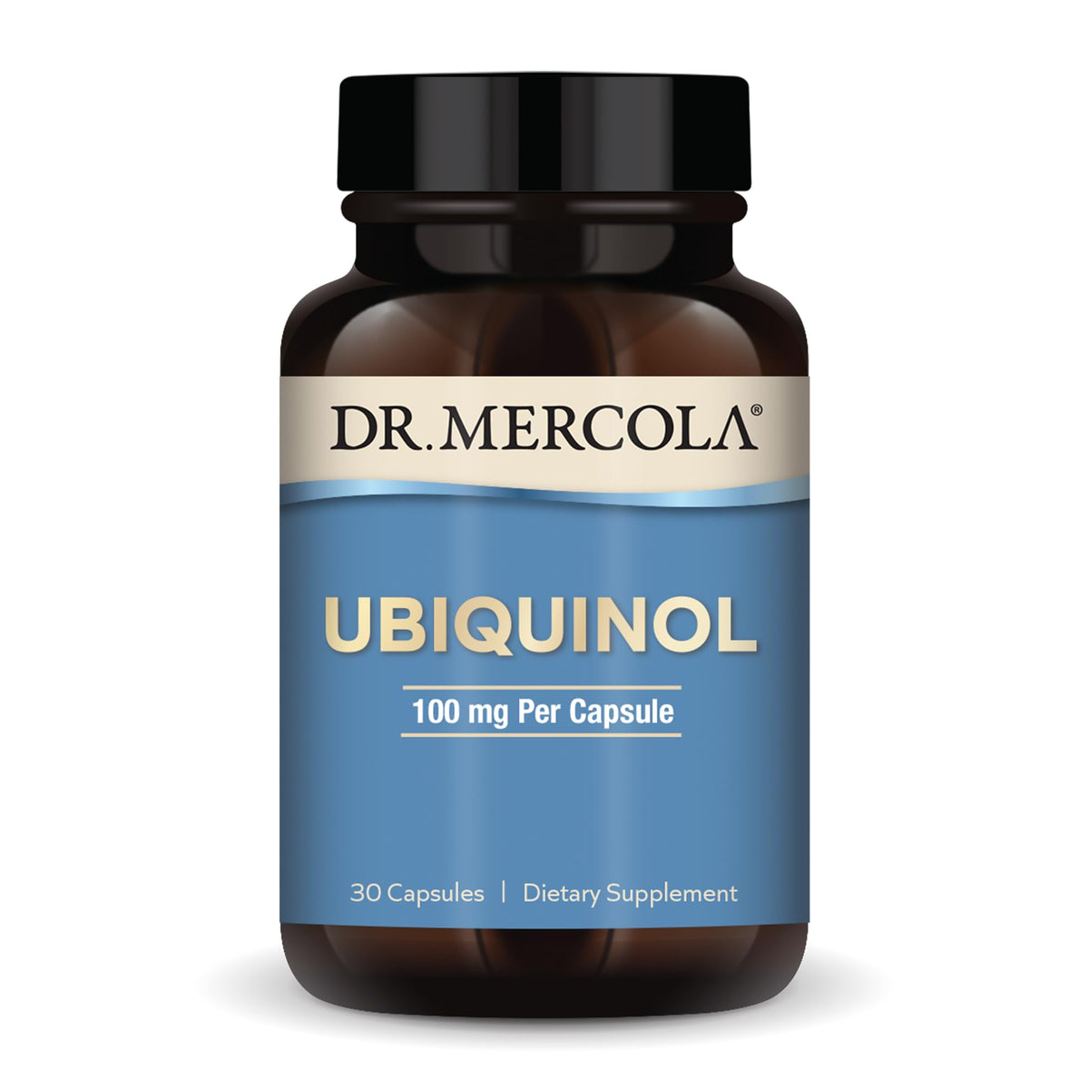 Dr. Mercola Ubiquinol: bote de 30 cápsulas para energía diaria.