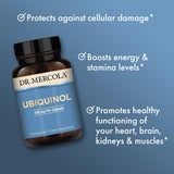 Dr. Mercola Ubiquinol: proceso de fermentación avanzada para mejor absorción.