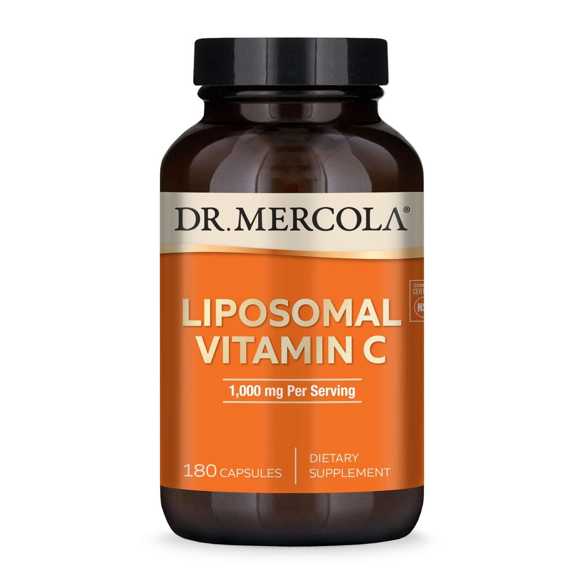 Dr. Mercola Liposomal Vitamina C envase: apoyo inmunitario diario.