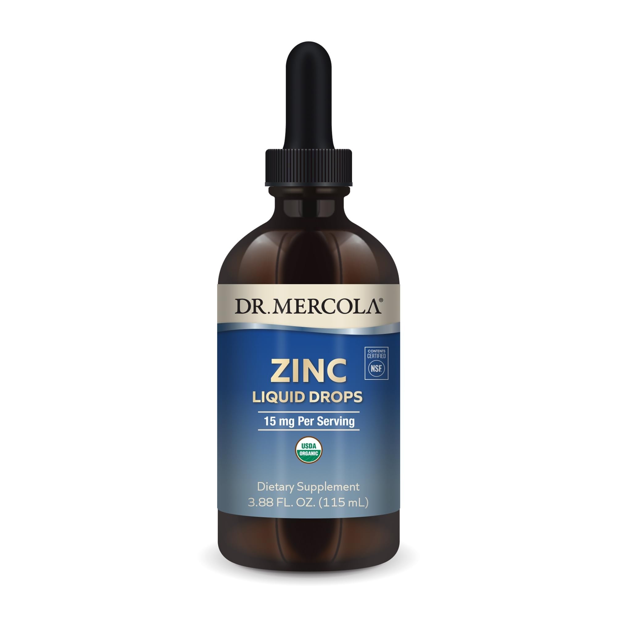 Dr. Mercola Zinc Gotas: botella para dosificación precisa y conveniente