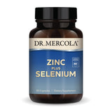 Dr. Mercola Zinc Plus Selenium cápsulas para uso diario y apoyo inmunitario.