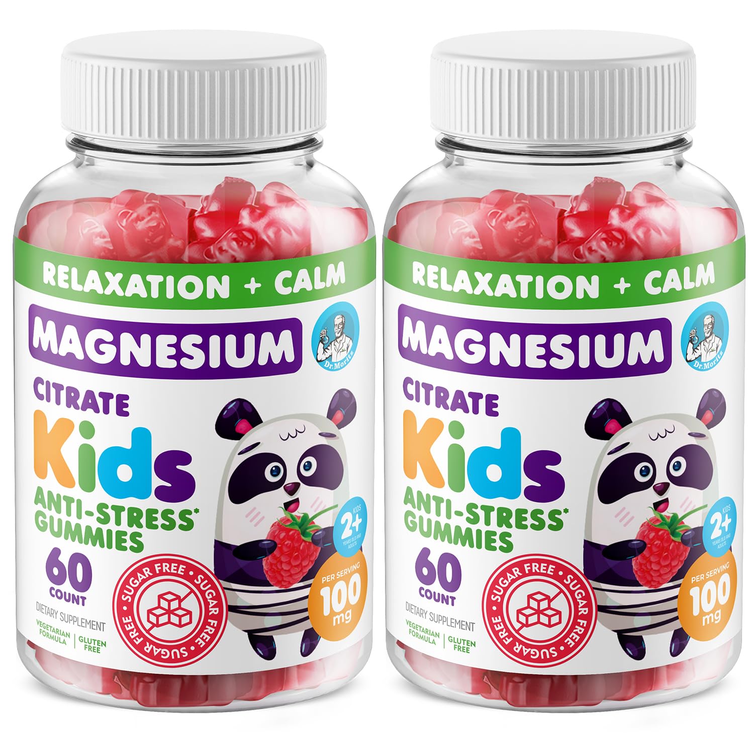 DR. MORITZ Calm Magnesium gominolas en frasco con sabor a frambuesa para dormir mejor