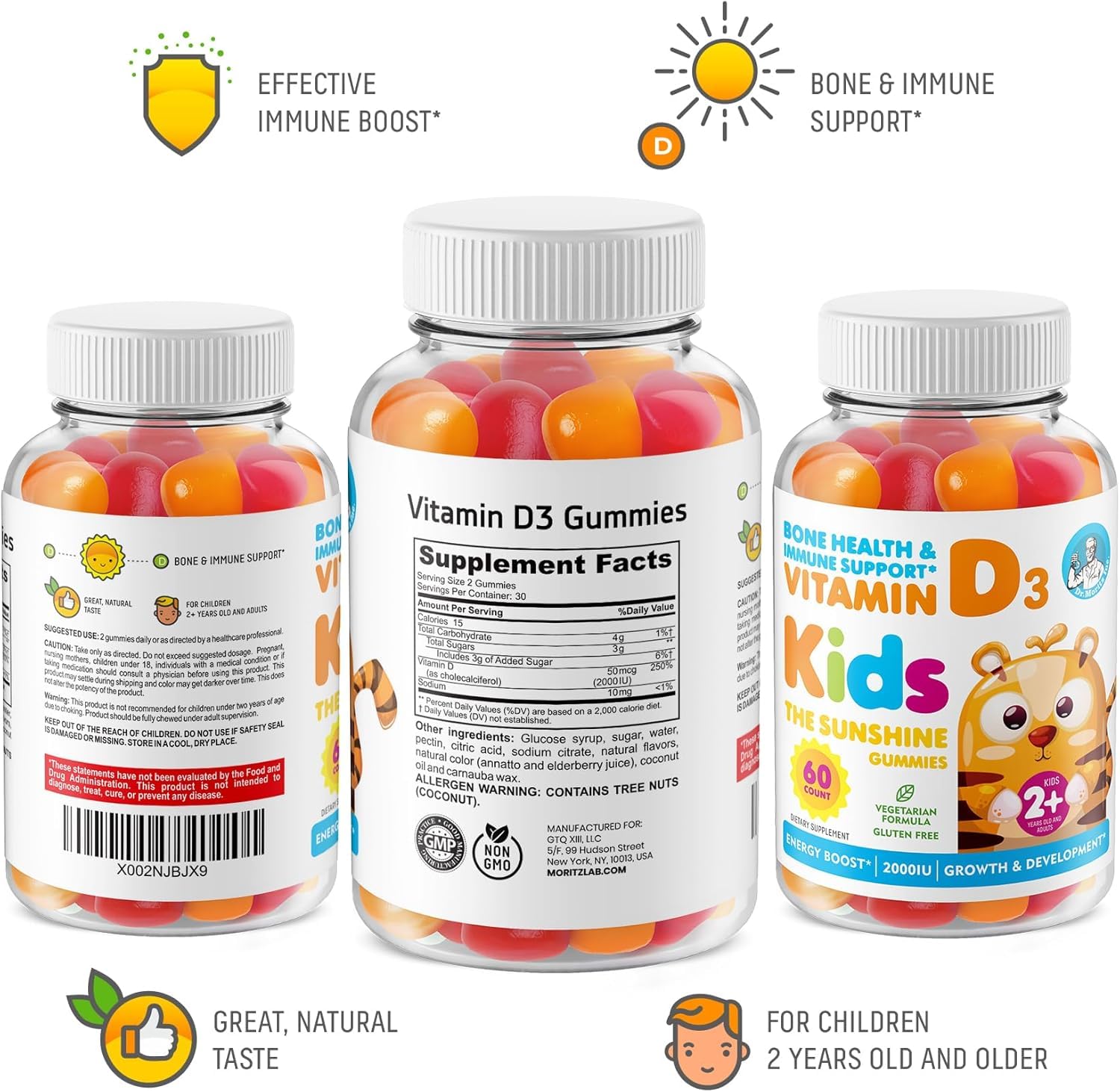 Gominolas DR. MORITZ amigables con dientes y sabor agradable.