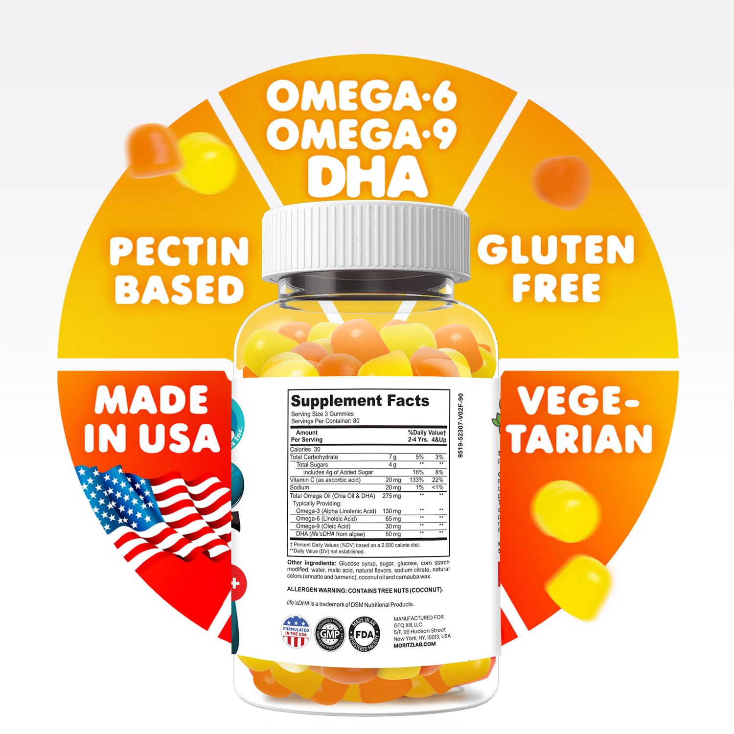 DR. MORITZ Gomitas omega-3 con aceite de chía para huesos fuertes.