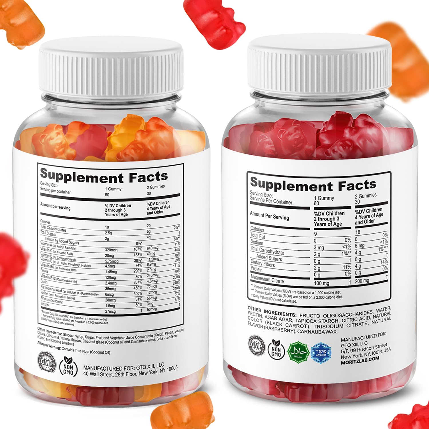 Gomitas multivitamínicas para niños en bote, complemento nutricional para crecimiento y energía