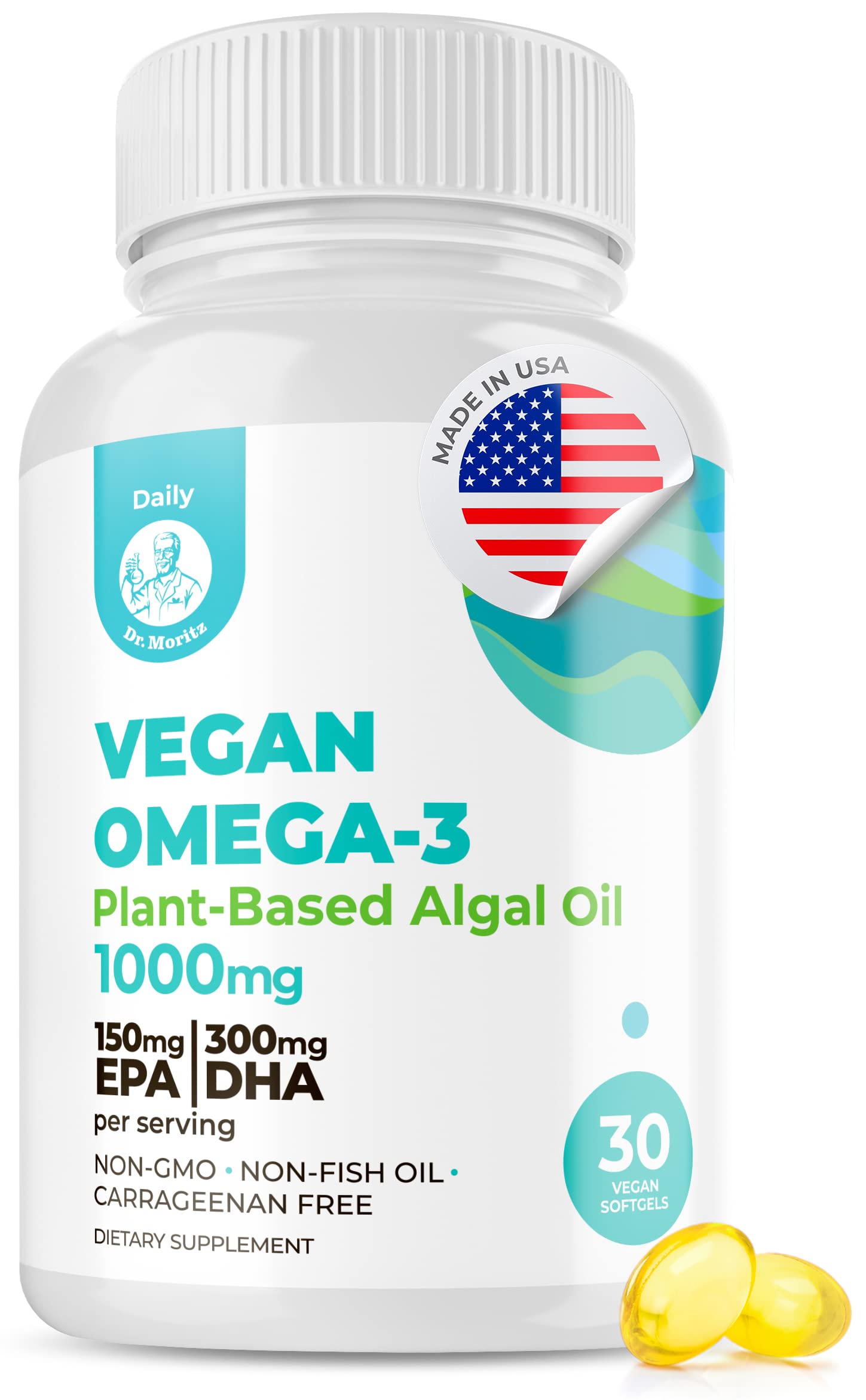 DR. MORITZ Omega3 de alga cápsulas softgel para apoyo general diario.