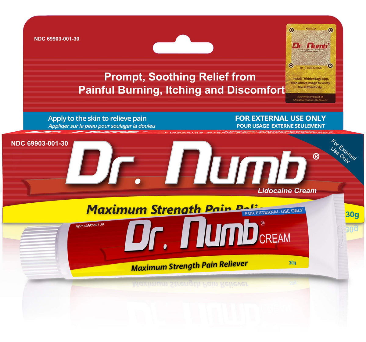 Dr. Numb crema anestesia rápida en aplicación de 15 minutos para dolor leve