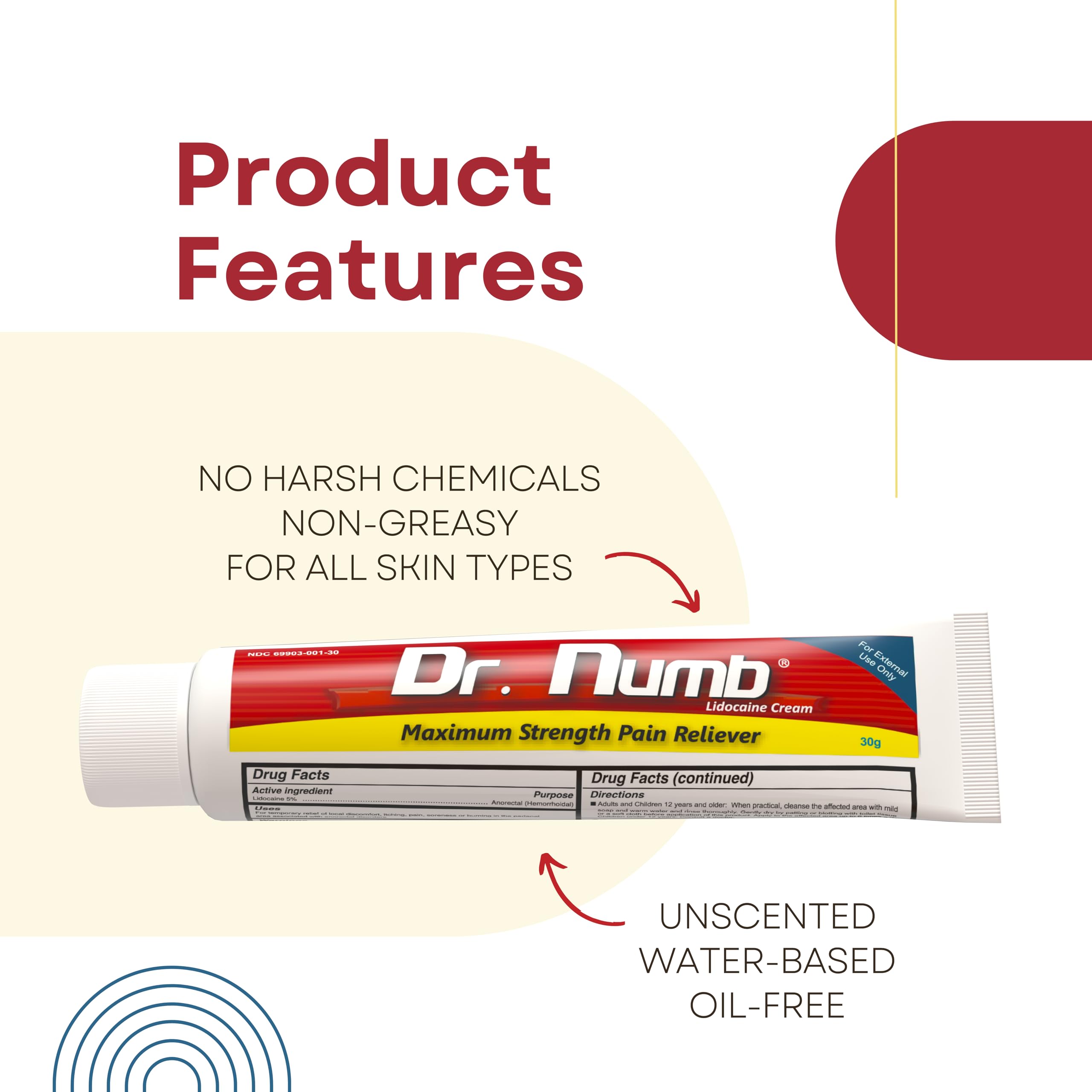Dr. Numb uso anorrectal para alivio puntual de hemorroides