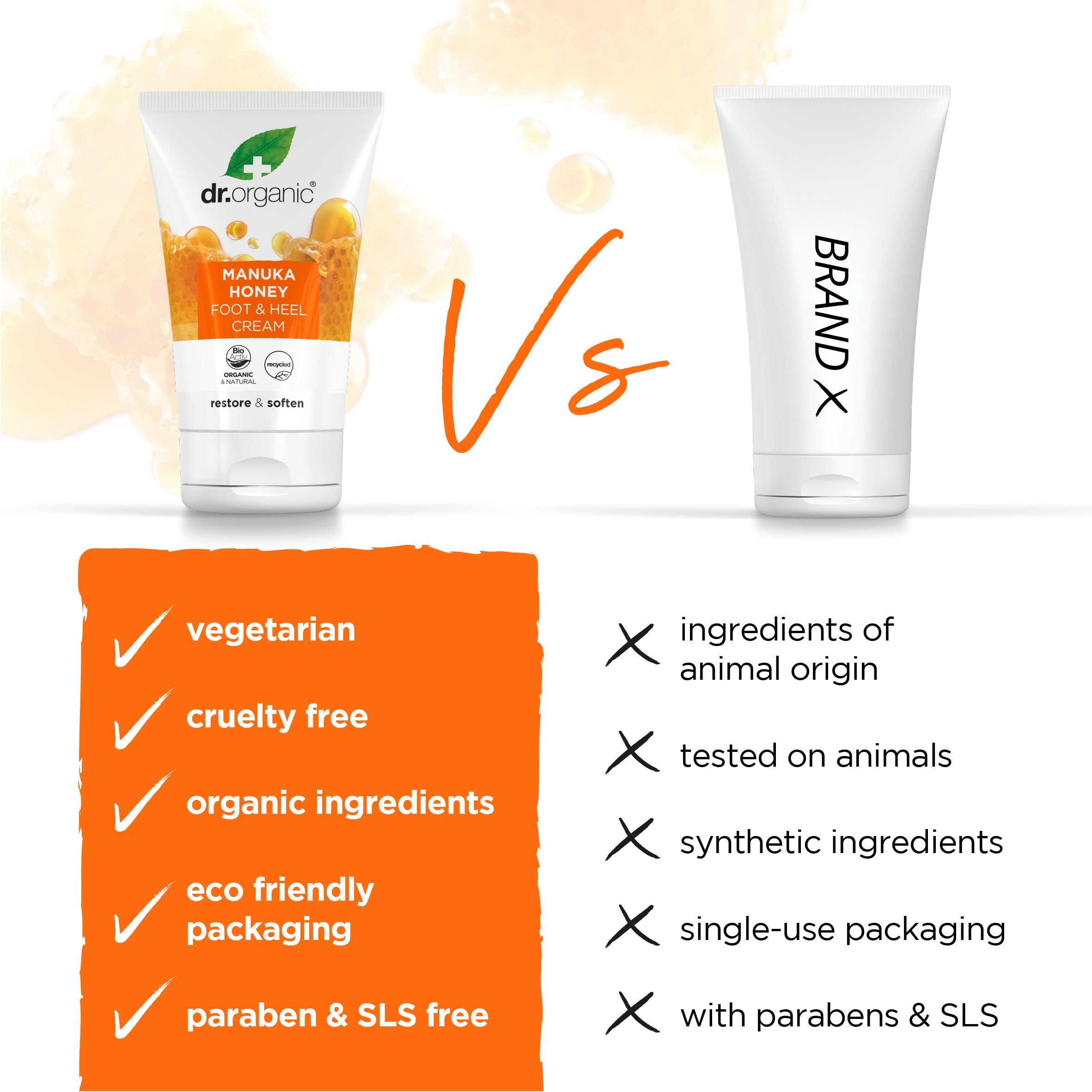 Dr Organic Manuka Honey crema para pies, hidratación profunda para piel seca.