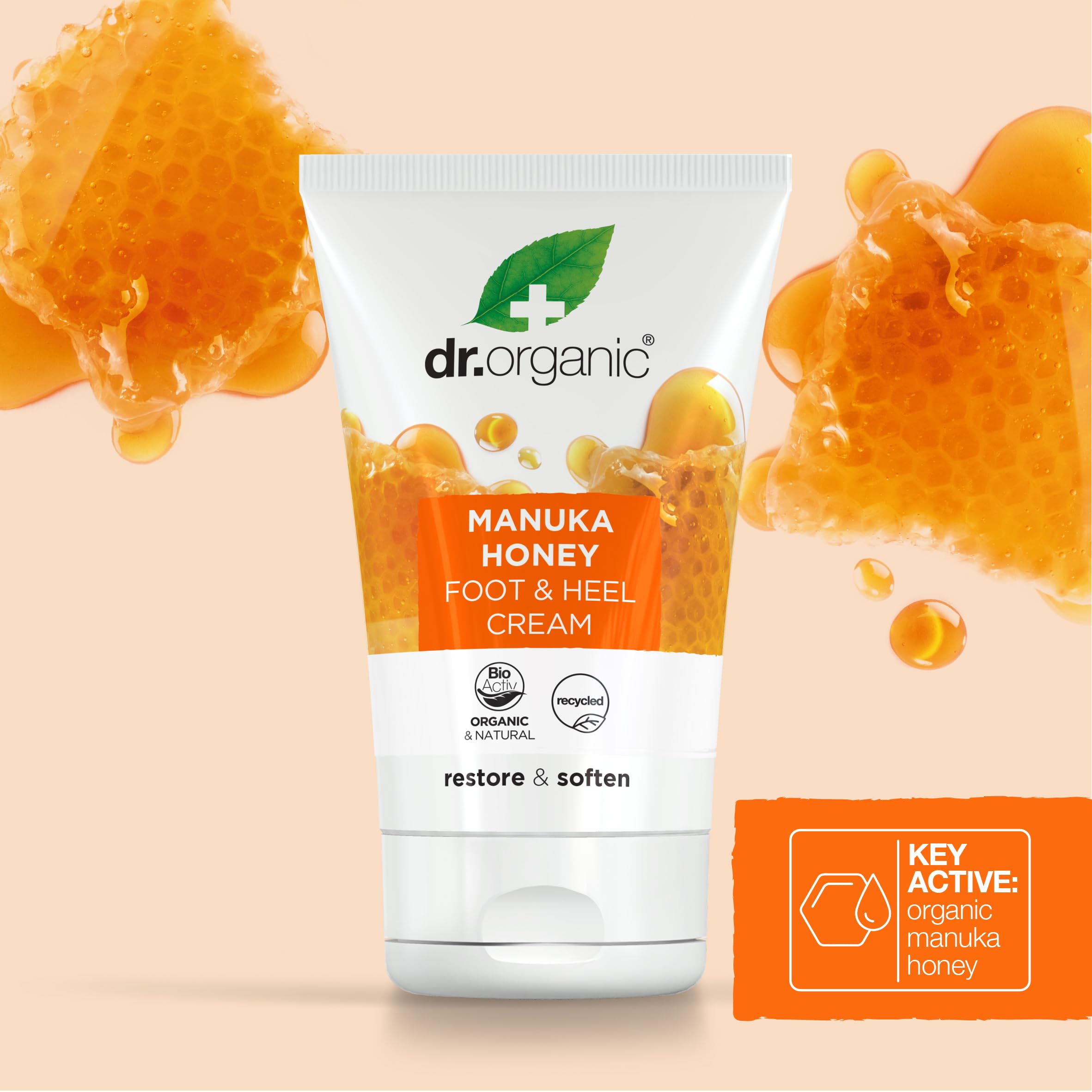 Dr Organic Manuka Honey crema para pies, suaviza callos y durezas.