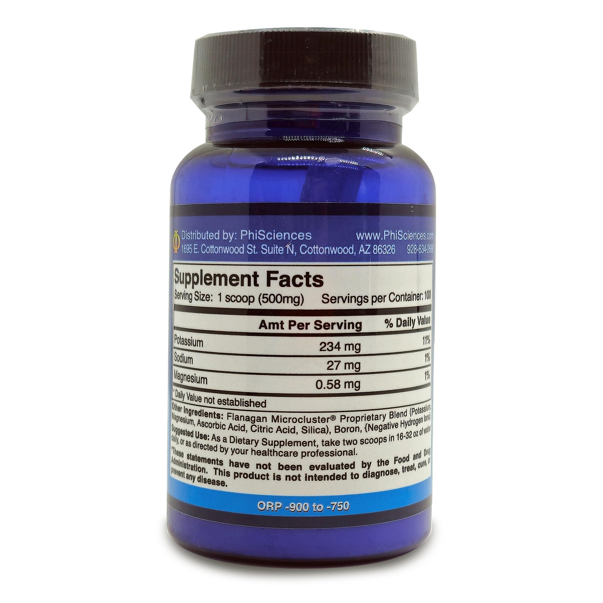 DR. PATRICK FLANAGAN'S MegaHydrate, etiqueta legible, muestra la fórmula antioxidante para el día.