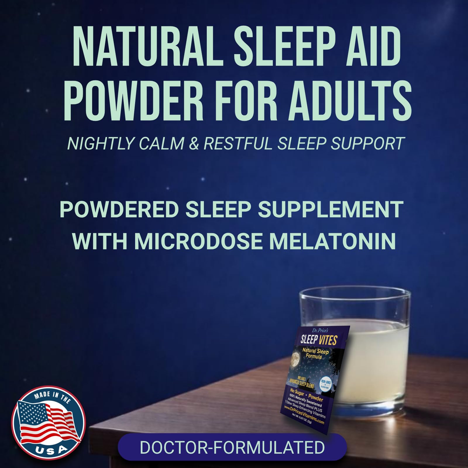 Dr. Price’s Polvo para dormir: dosis individual para tomar antes de acostarte.