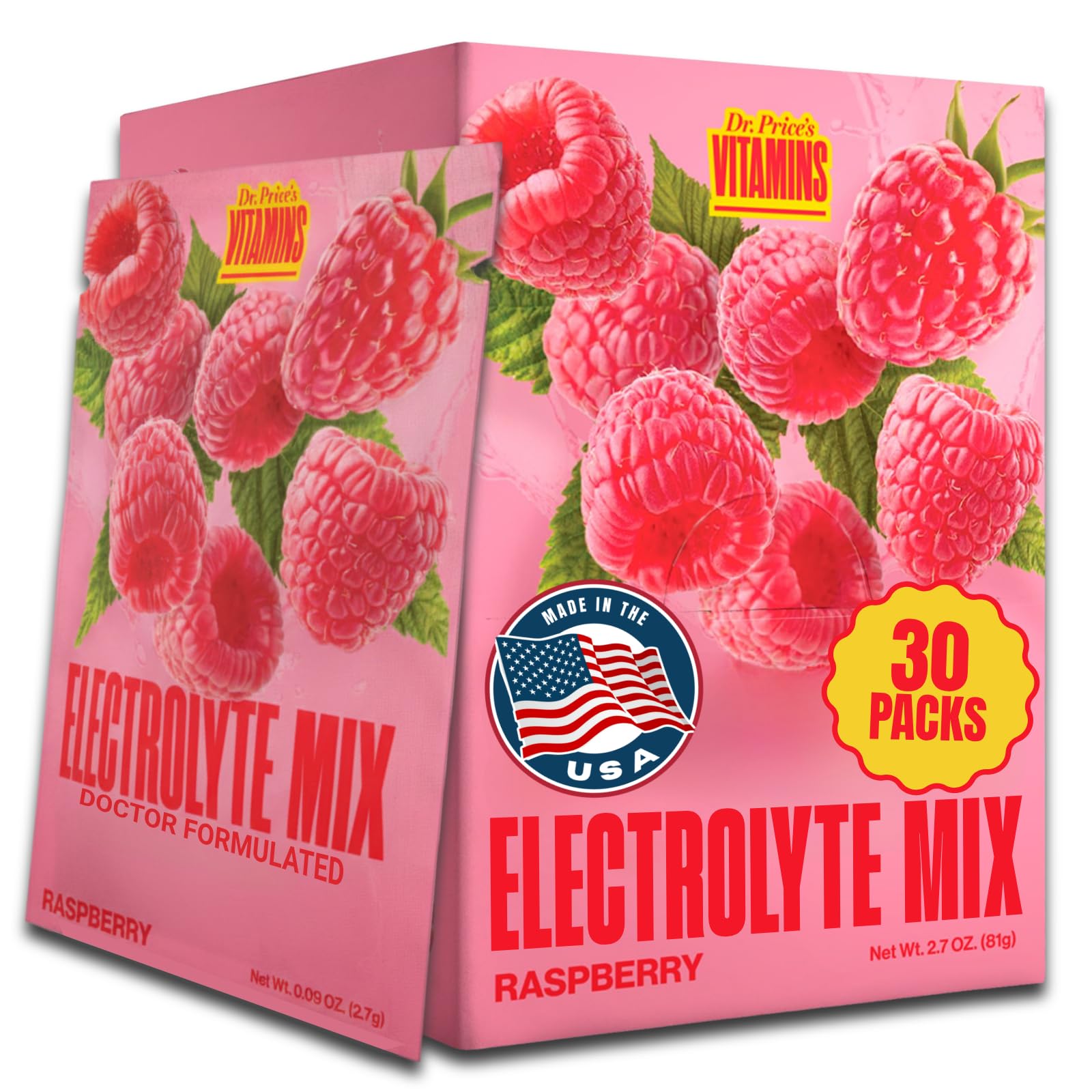 Dr. Price's Vitamins electrolitos frambuesa en sobres para hidratación