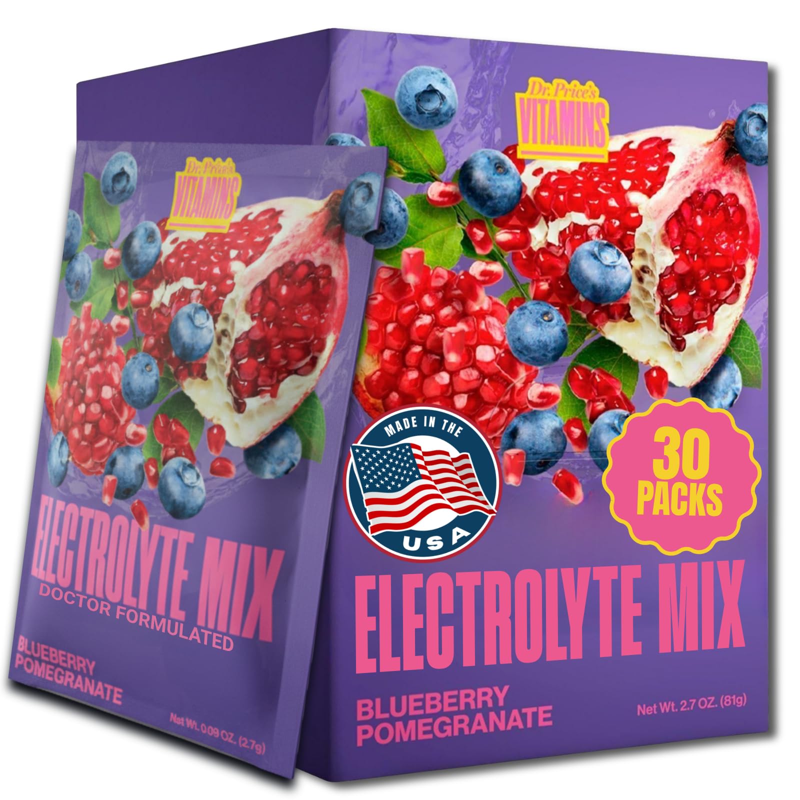 Dr. Price's Electrolytes en paquete Arándano Granada para entrenamientos
