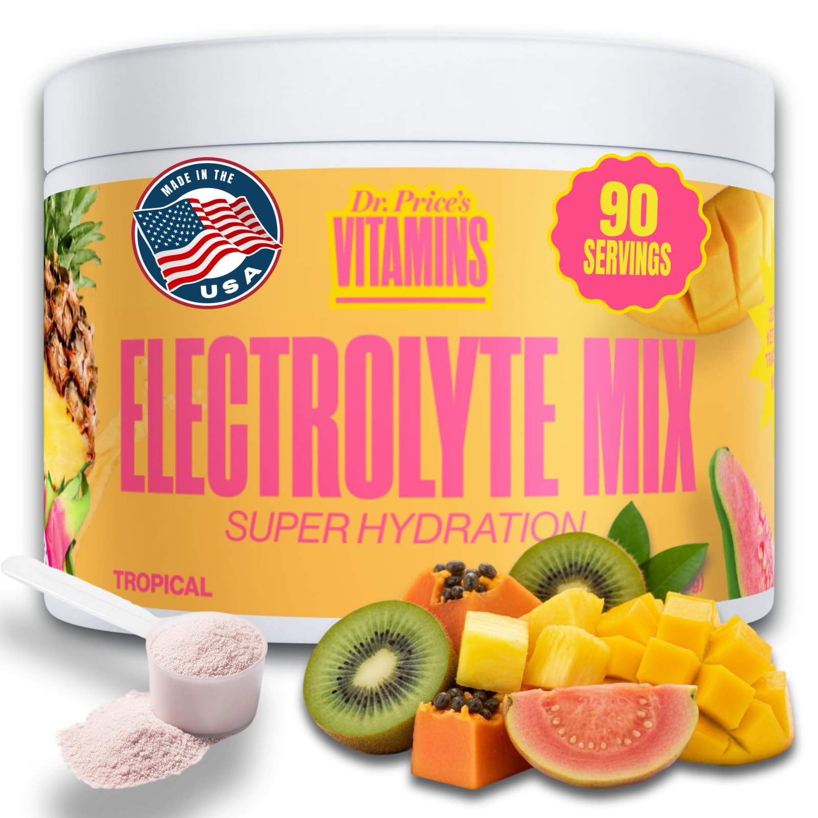 Dr. Price's Vitamins, polvo tropical, hidrata sin azúcar en tu día a día.