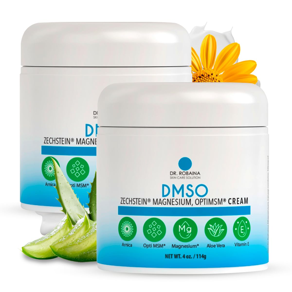 Dr. Robaina DMSO Cream, frasco: sensación fresca y limpia en la piel.