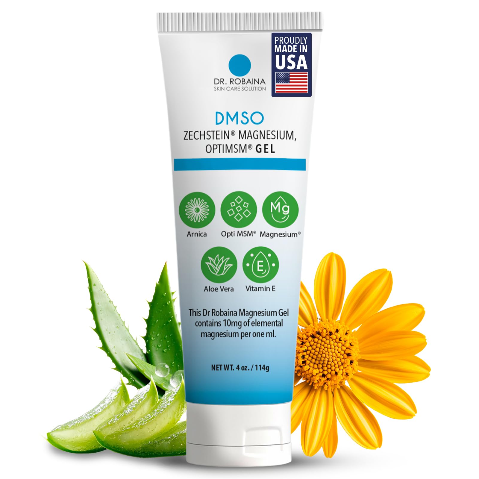 Dr. Robaina DMSO Gel: botella y etiqueta, uso diario conveniente.