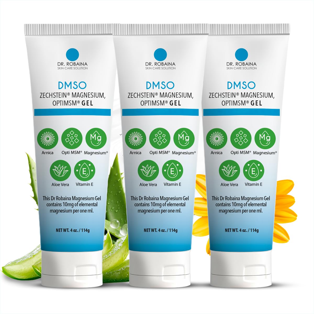 Dr. Robaina DMSO Gel muestra consistencia ligera para uso diario.