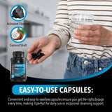 Dr. Robaina Etiqueta ingredientes, cápsulas, uso diario para comodidad digestiva.