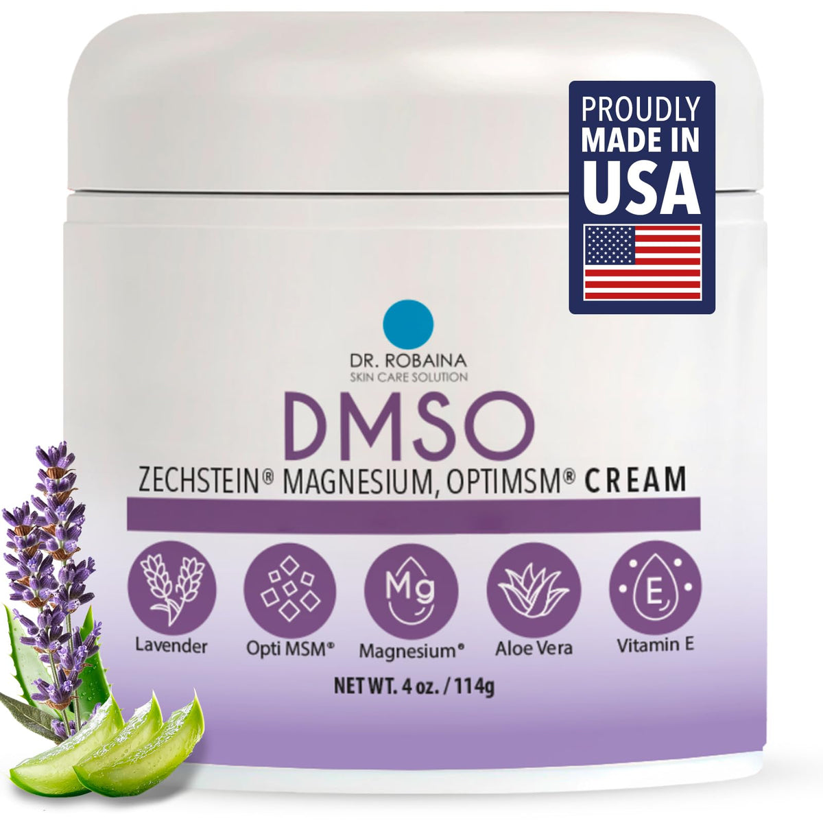 Dr. Robaina Lavanda DMSO crema: uso tópico suave con lavanda para cuidado de la piel y experiencia sensorial calmante.